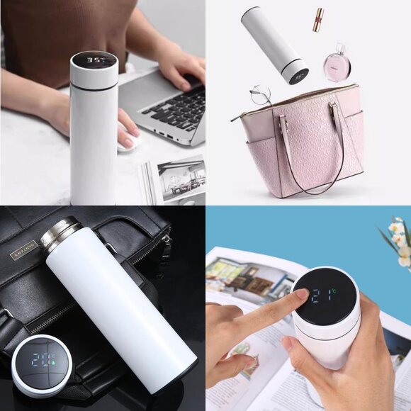 Steel Vacuum Flask,Travel Mug with Smart LCD Touch Screen, Keep Hot Or Cold(Any - Picture 11 of 16